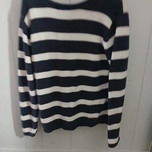 Navy and White Striped Men's Sweater